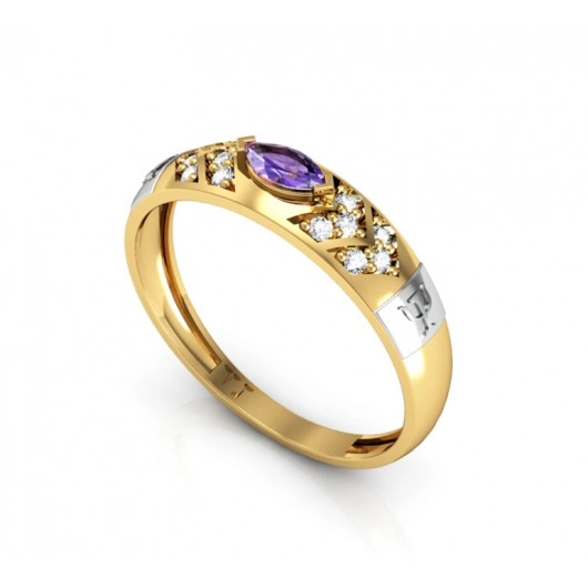 Anel Ouro 18K Formatura Navete com Detalhes