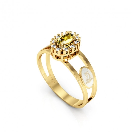 Anel Formatura Feminino Aro Duplo Oval - OURO 18K