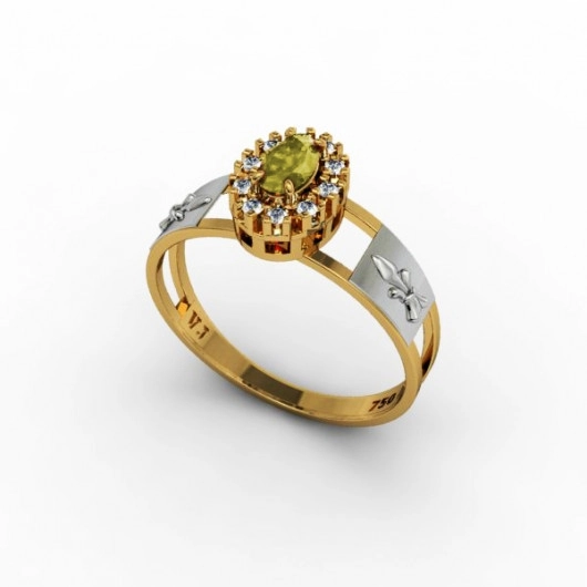 Anel Formatura feminino Aro Duplo Oval Ouro 18k