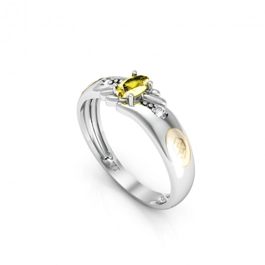 Anel Formatura feminino Oval Detalhes - Prata 925