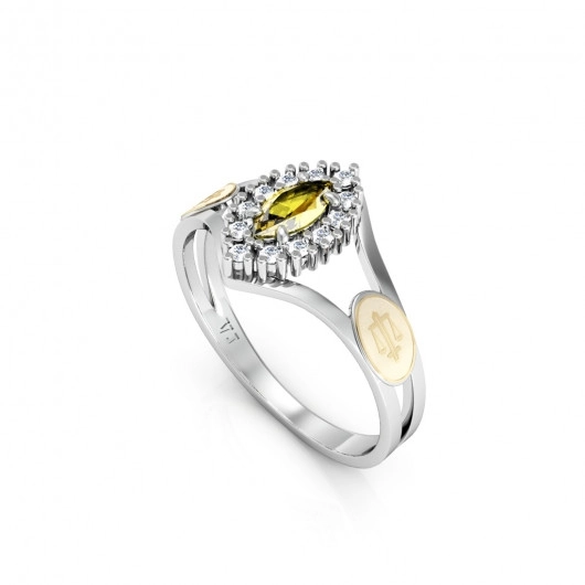 Anel Formatura Feminino Aro Duplo Navete - Prata 925