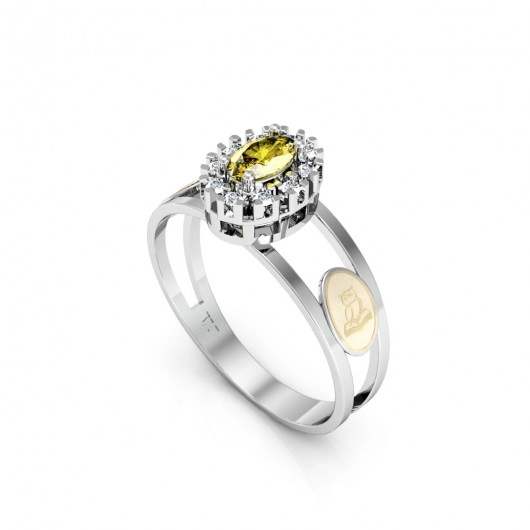 Anel Formatura Aro Duplo Oval - Prata 925