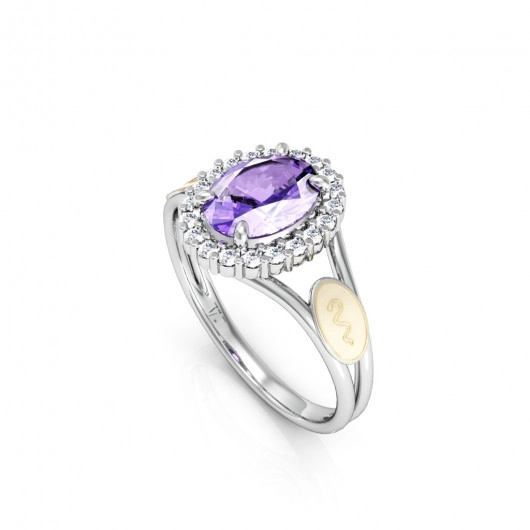 Anel Formatura Feminino Aro Duplo Oval Grande - Prata 925