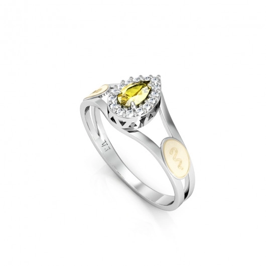 Anel Formatura Femininno Aro Duplo Gota  - Prata 925