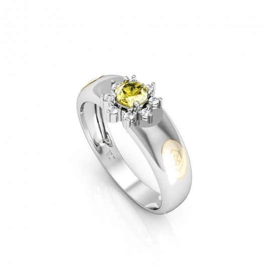 Anel Formatura feminino Redondo Grande - Prata 925