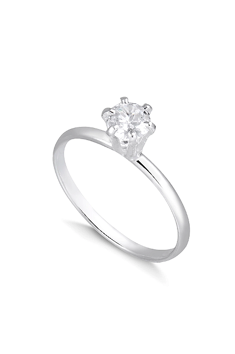 Anel Solitário ponto de luz - Prata 950