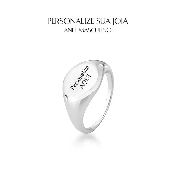 Anel personalizado redondo liso - PRATA 925