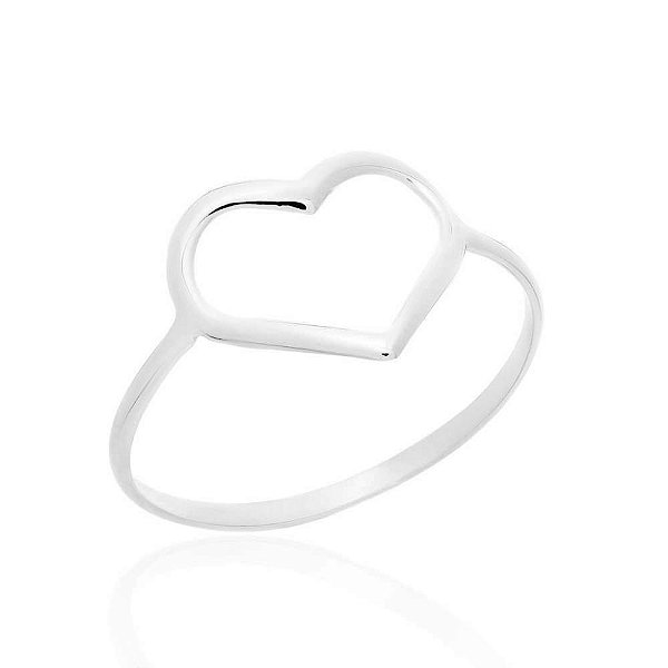Anel coração vazado de prata 925 - feminino