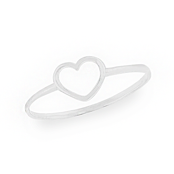 Anel Feminino com coração vazado - PRATA 925