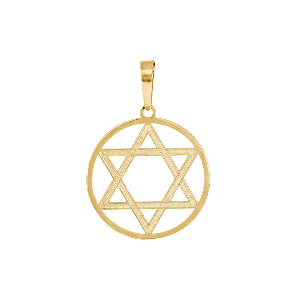 Pingente Medalha Estrela de Davi  - Ouro 18k