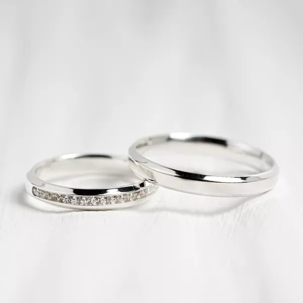 Par de Alianças Namoro Prata 950 Astrid 3mm