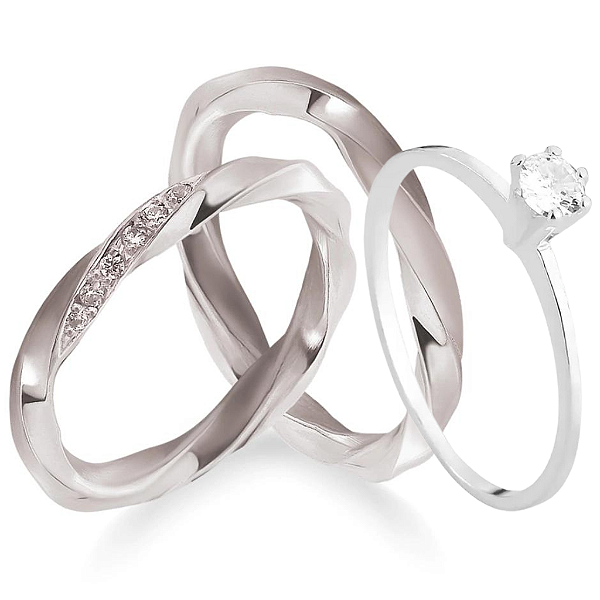 Par de Alianças Prata 950 Cecília 3mm