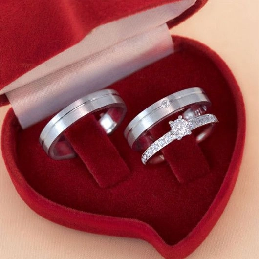 Par de alianças Namoro prata 950 Leonor 2mm