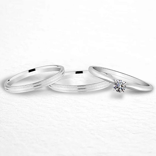 Par de Alianças de Namoro Prata 950 Tess 2mm