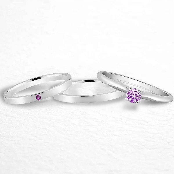 Par de alianças Amice 2mm de Namoro Prata 950