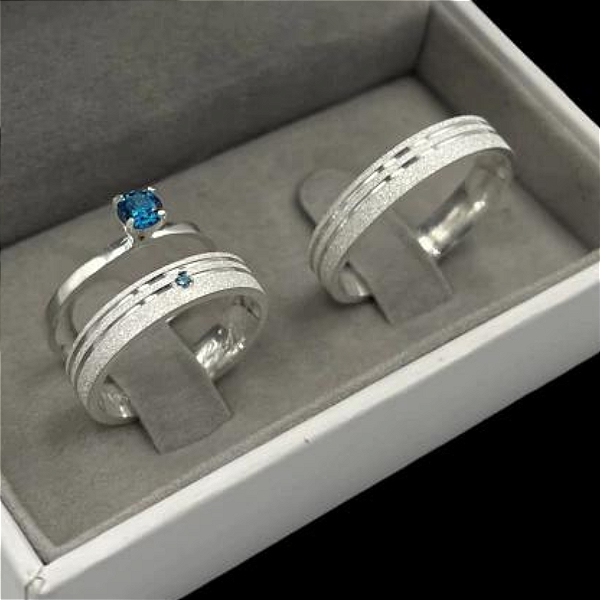 Par de Alianças Namoro Prata 950 Rhea 4mm