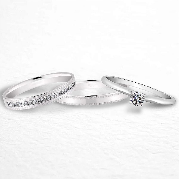 Par de Alianças Namoro Prata 950 Gemma 3mm