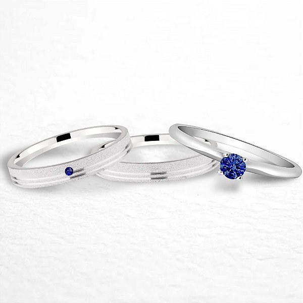 Par de Alianças Namoro Prata 950 Rhea 3mm