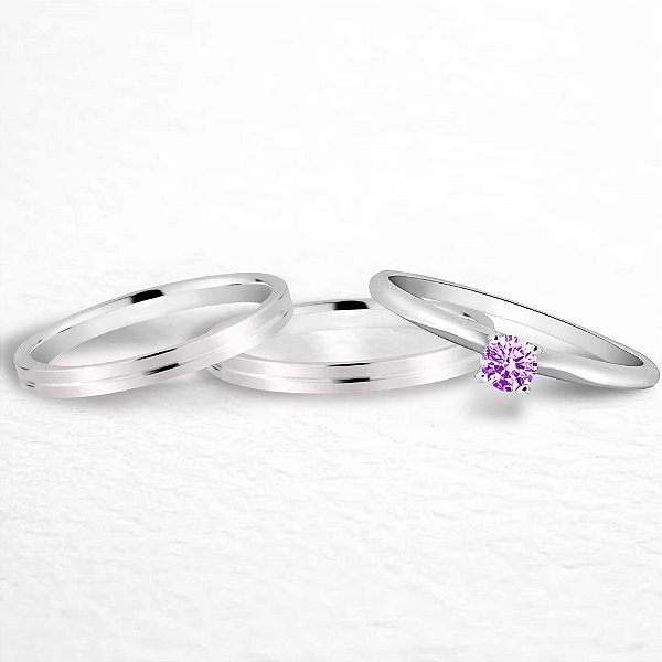 Par de alianças Namoro Prata 950 Kira 3mm