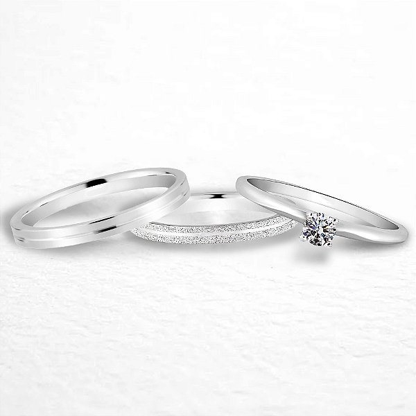 Par de Alianças de Namoro Prata 950 Dara 3mm