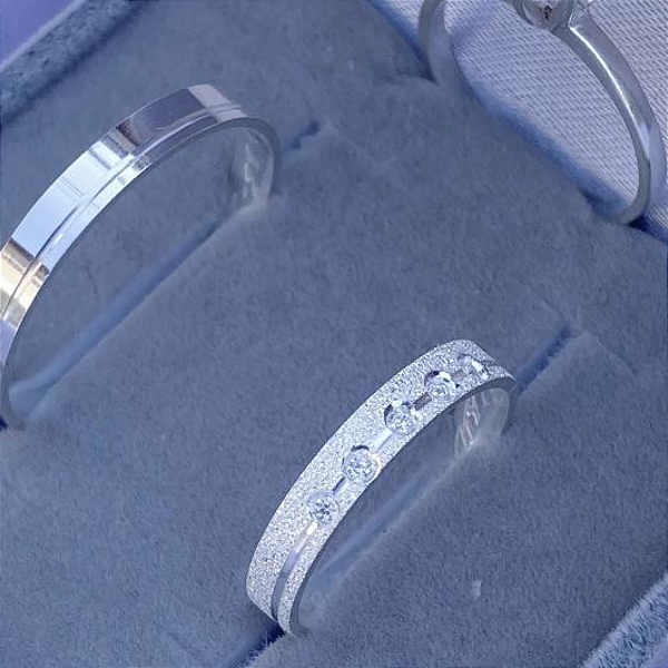 Par de Alianças de Namoro Prata 950 Joy 3mm