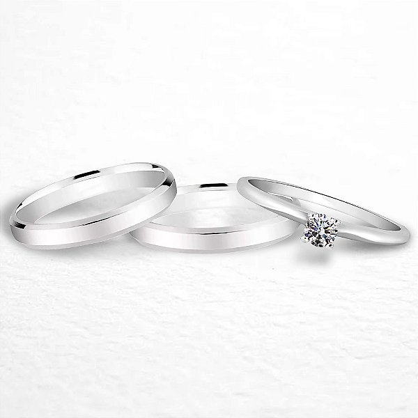 Par de Alianças Namoro Prata 950 Lunna 3mm