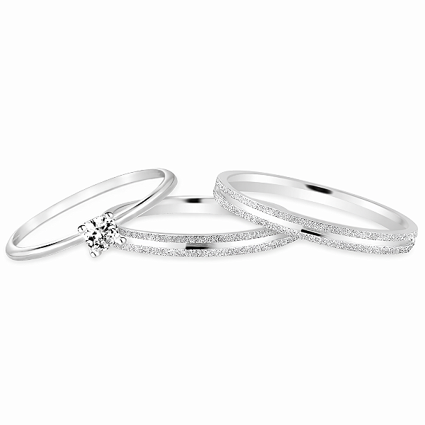 Par de Alianças de Namoro Prata 950 Jasmim 2mm