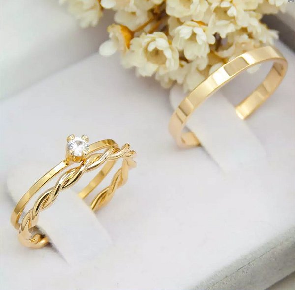 Par de alianças casamento Fio torcidos 2mm de moeda antiga - Anel solitário Brinde