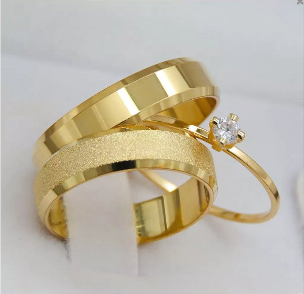 Par de alianças casamento Cairo 5mm de moeda antiga - Anel solitário Brinde