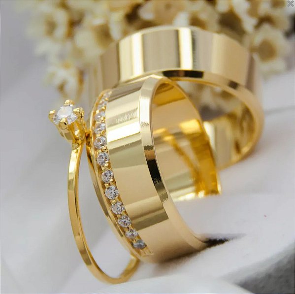 Par de alianças casamento Minsk 8mm de moeda antiga - Anel solitário Brinde