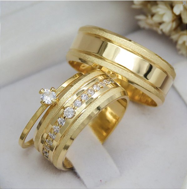 Par de alianças casamento Nantes 8mm de moeda antiga - Anel solitário Brinde