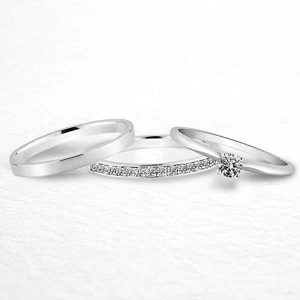 Par de alianças Iris 2mm de namoro + anel solitário prata 950