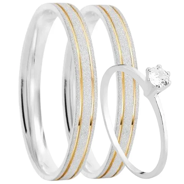 Par de Alianças de Namoro Prata 950 Isabel 3mm