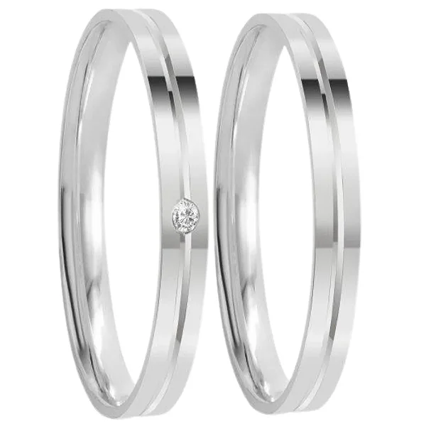 Par de Alianças Namoro Prata 950 Kida 3mm