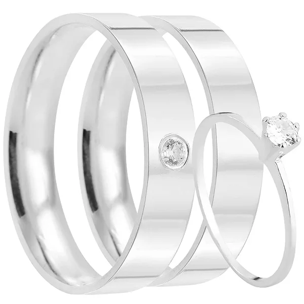 Par de Alianças Namoro Prata 950 Picasso 4mm