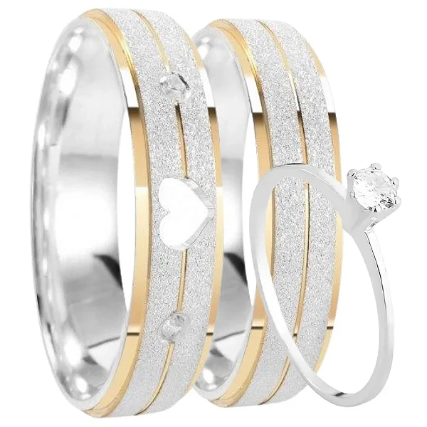 Par de Alianças Namoro Prata 950 Passionate Love 5mm