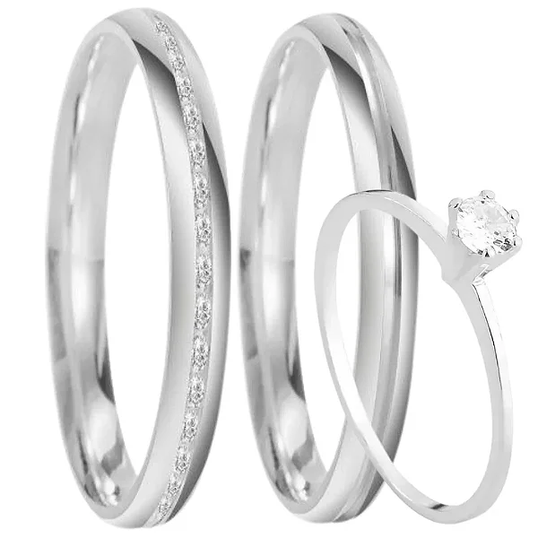 Par de Alianças Monalisa 3mm de Namoro Prata 950