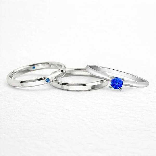 ALIANÇAS DE NAMORO PRATA 950 COM ANEL SOLITÁRIO DE COMPROMISSO 2MM AZUL ESCURO