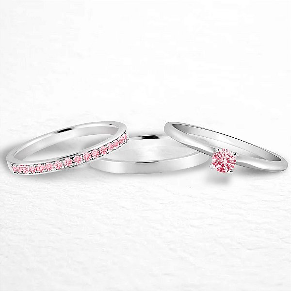 ALIANÇAS DE NAMORO PRATA 950 2MM RETA LISA POLIDA COM PEDRA ROSA