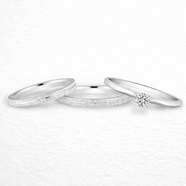 Par de alianças Aura 2mm Pedra central de namoro + anel solitário Classic prata 950