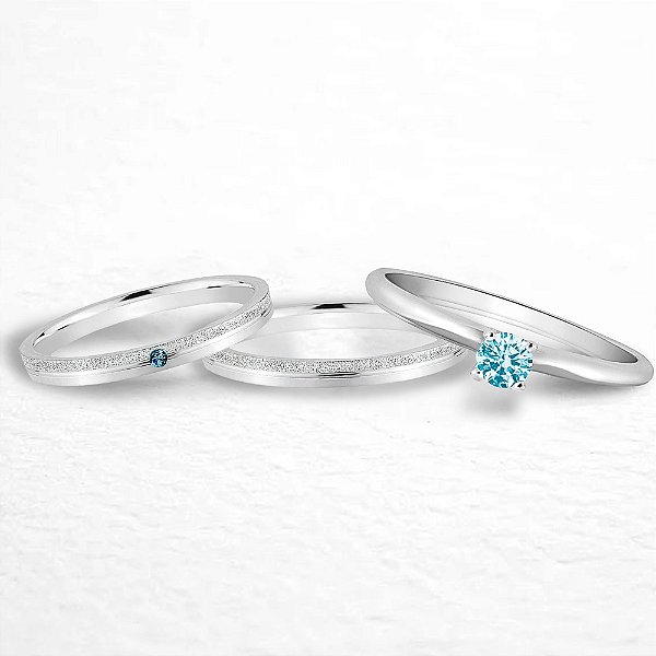 Par de Alianças Namoro Pedra Azul (bb) Cinderela 2mm Prata 950