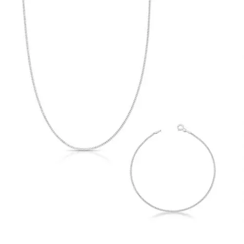 Kit Corrente e Pulseira Grumet 1 mm de Prata