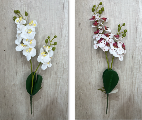 Haste Artificial de Orquídea Phalaenopsis com Folhas e Botões Decorativos