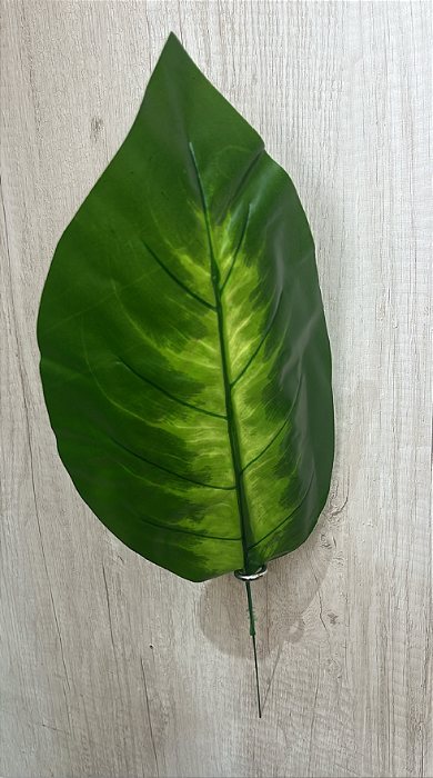Folha Artificial de Antúrio Verde com Detalhes em Verde-Claro