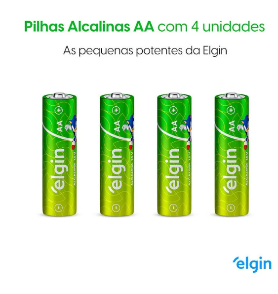 Pilha Alcalina AA Comum - Blister com 4 Unidades