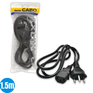 Cabo de Energia Tripolar Padrão Novo 10A 250V 1.5M - Preto