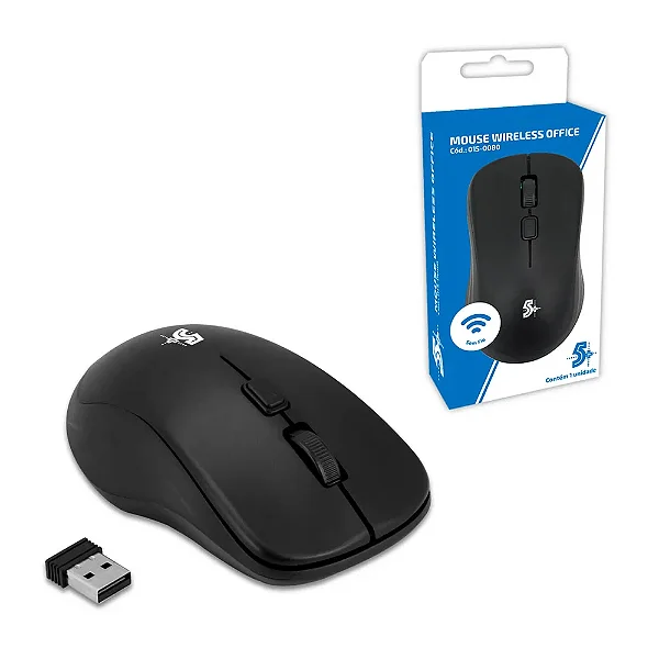 Mouse Sem Fio 5+ Mw-500 Office, 1000 DPI, 2.4GHz, Preto - 015-0080