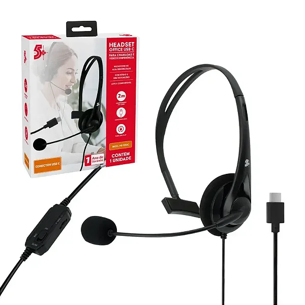 Headset Office para Telefone e Computador com Conector USB C