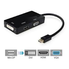 Cabo Adaptador Mini DisplayPort HDMI VGA DVI Preto 3 Em 1