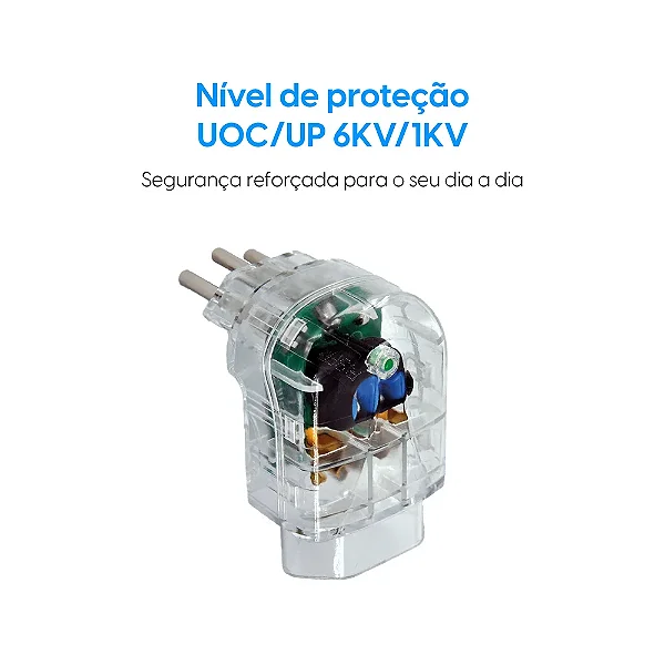 Protetor Surto (DPS) 2P+T 20A 1 Tom Bivolt Elgin Transparente